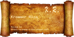 Kremmer Riza névjegykártya